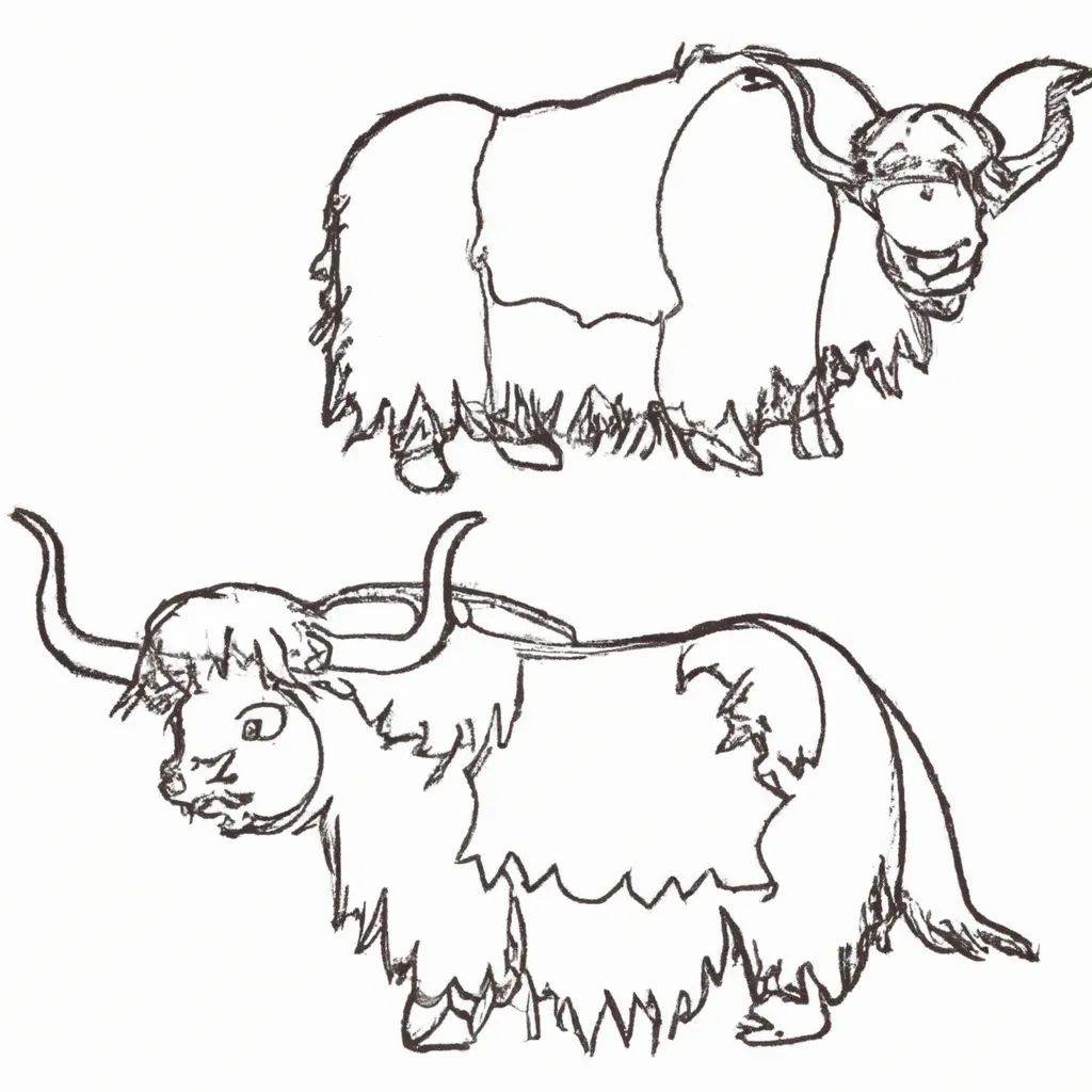 Desenhos de Yaks Robustos para Imprimir e Colorir