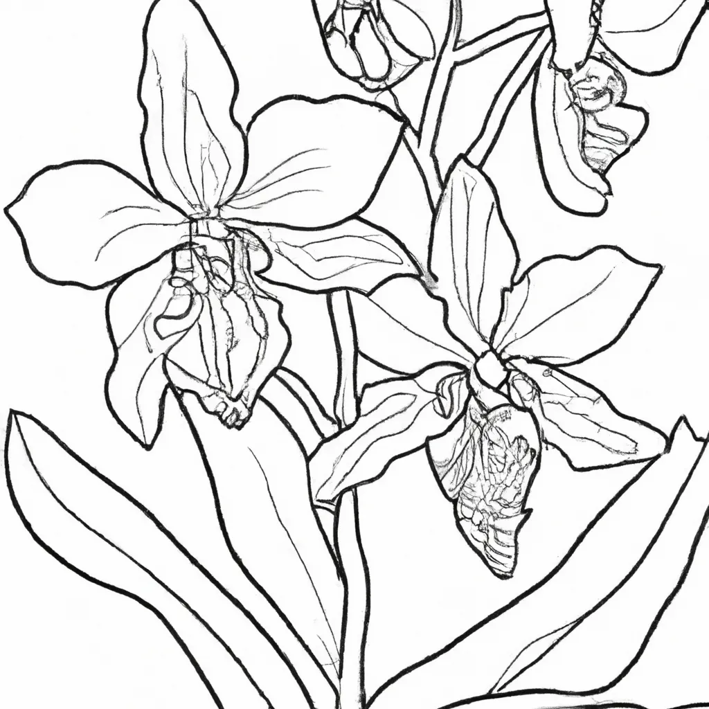 Desenhos de Orquídeas Orgânicas para Imprimir e Colorir