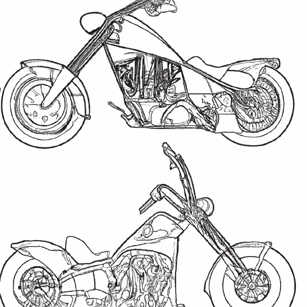 Desenhos de Motocicletas Chopper para Imprimir e Colorir