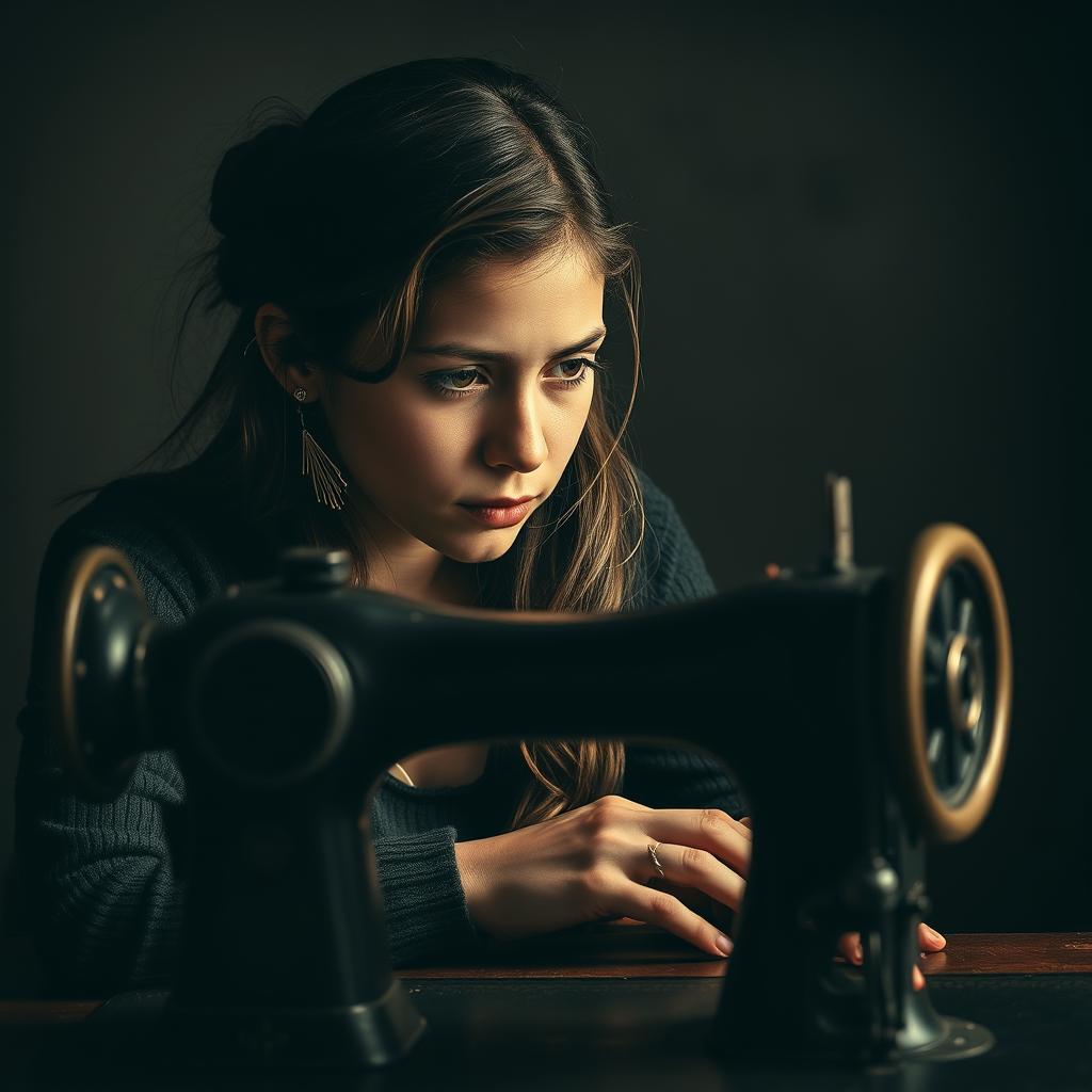 Girl at Sewing Machine (1921): Características e Interpretação Girl at Sewing Machine (1921): Características e Interpretação
