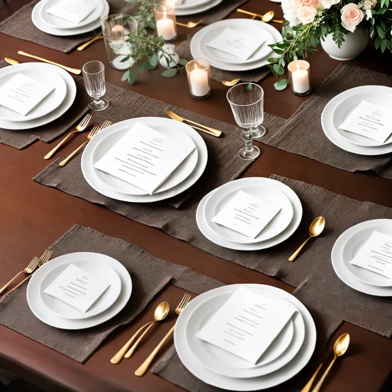 Decoração de casamento com guardanapos personalizados.