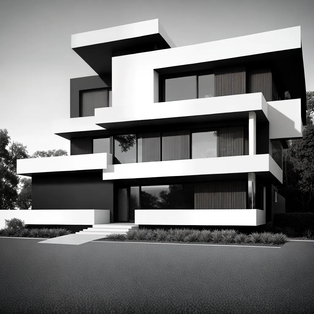 Fotos casa bauhaus preto branco fachada