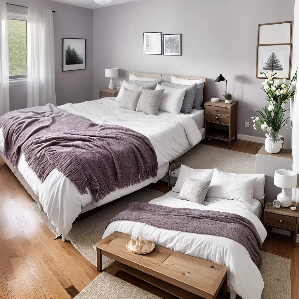 Fotos quarto acolhedor cama rosas lavanda