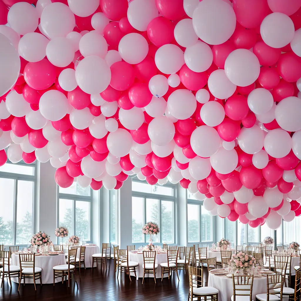 Fotos casamento baloes rosa branco decoracao