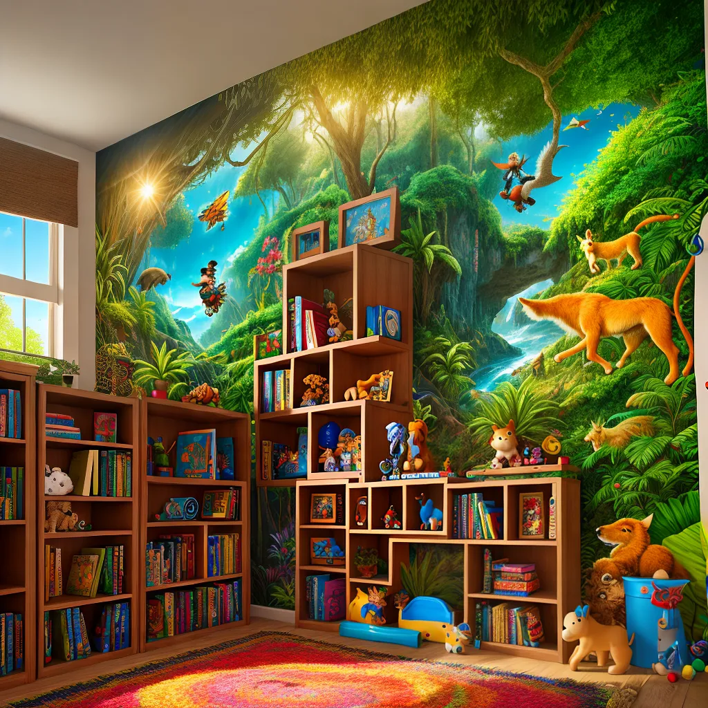 Fotos mural jungle animais aventura crianca