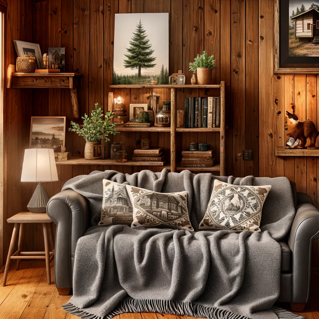 Fotos cabana rustica decoracao urso manta neve