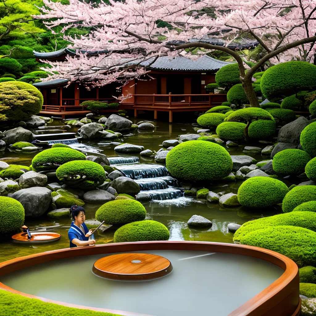 Fotos jardim japones ofuro bambu kimono banho