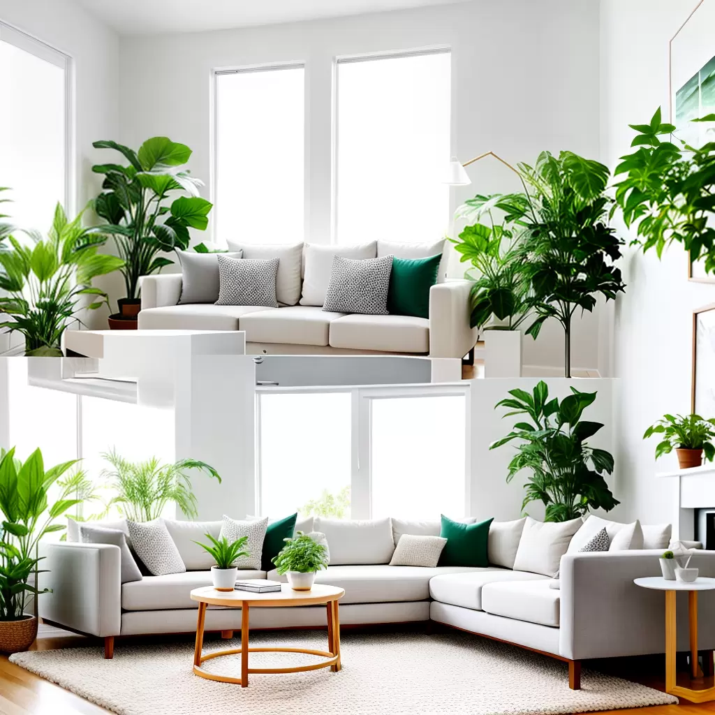 Fotos sala branca sofa cinza tapete creme plantas