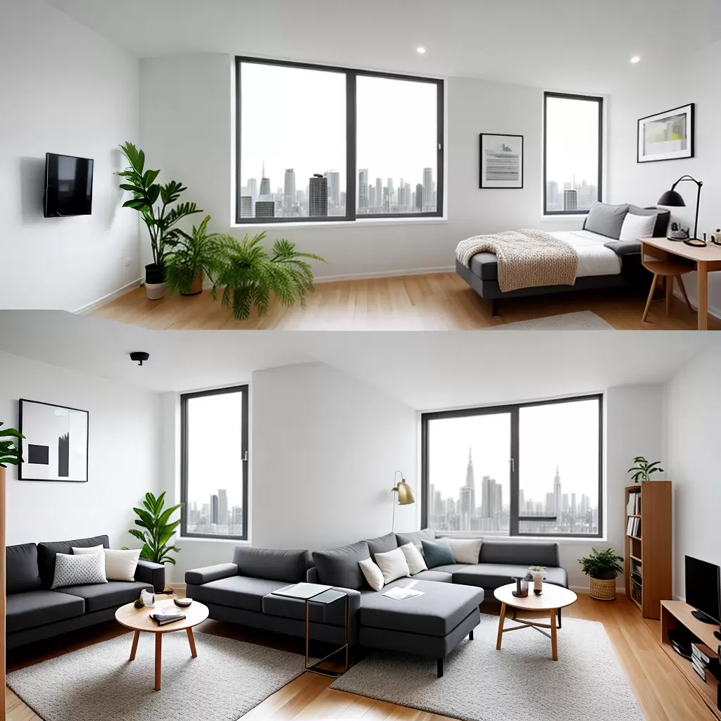 Fotos apto estudio minimalista janela cidade