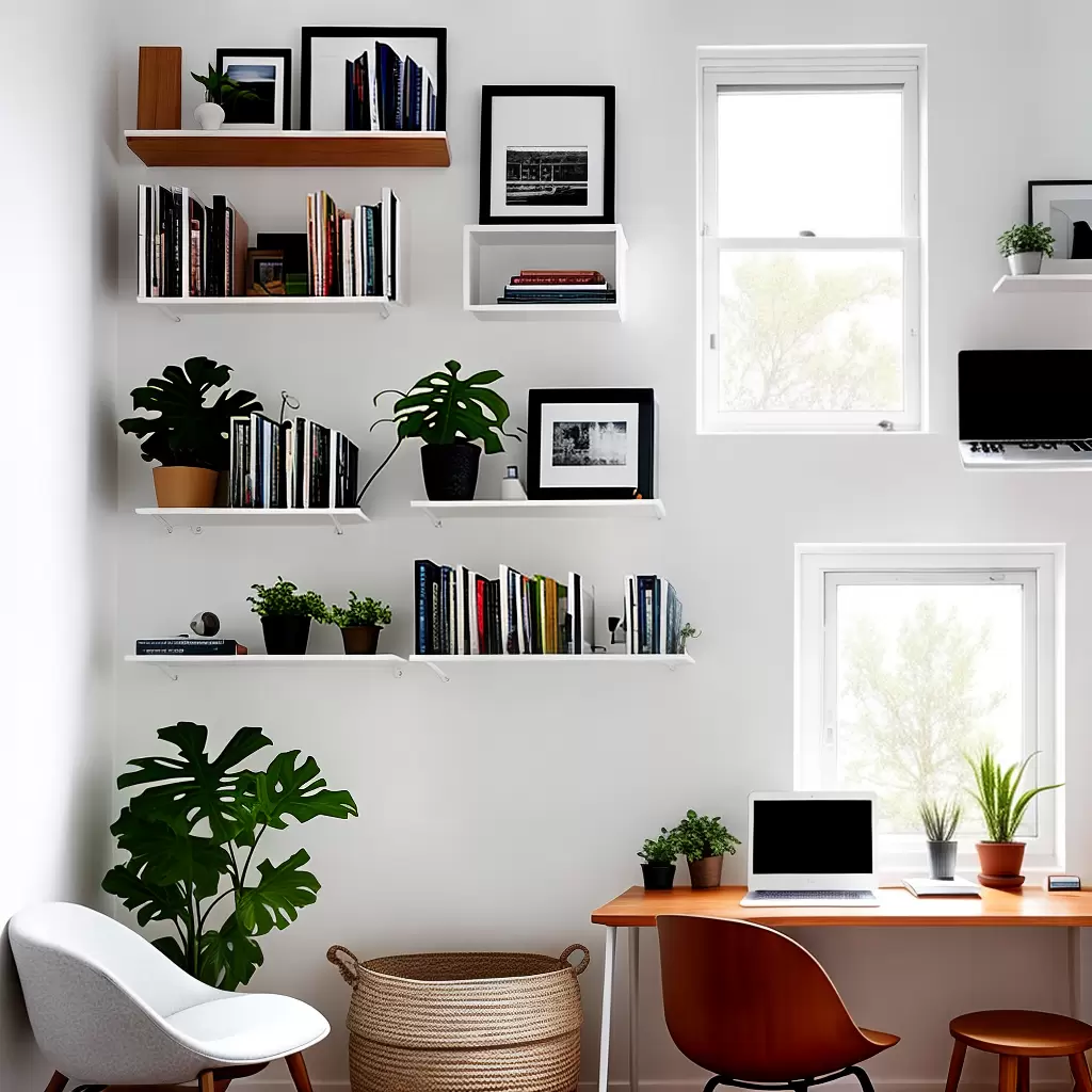 Fotos home office kitnet janela livros
