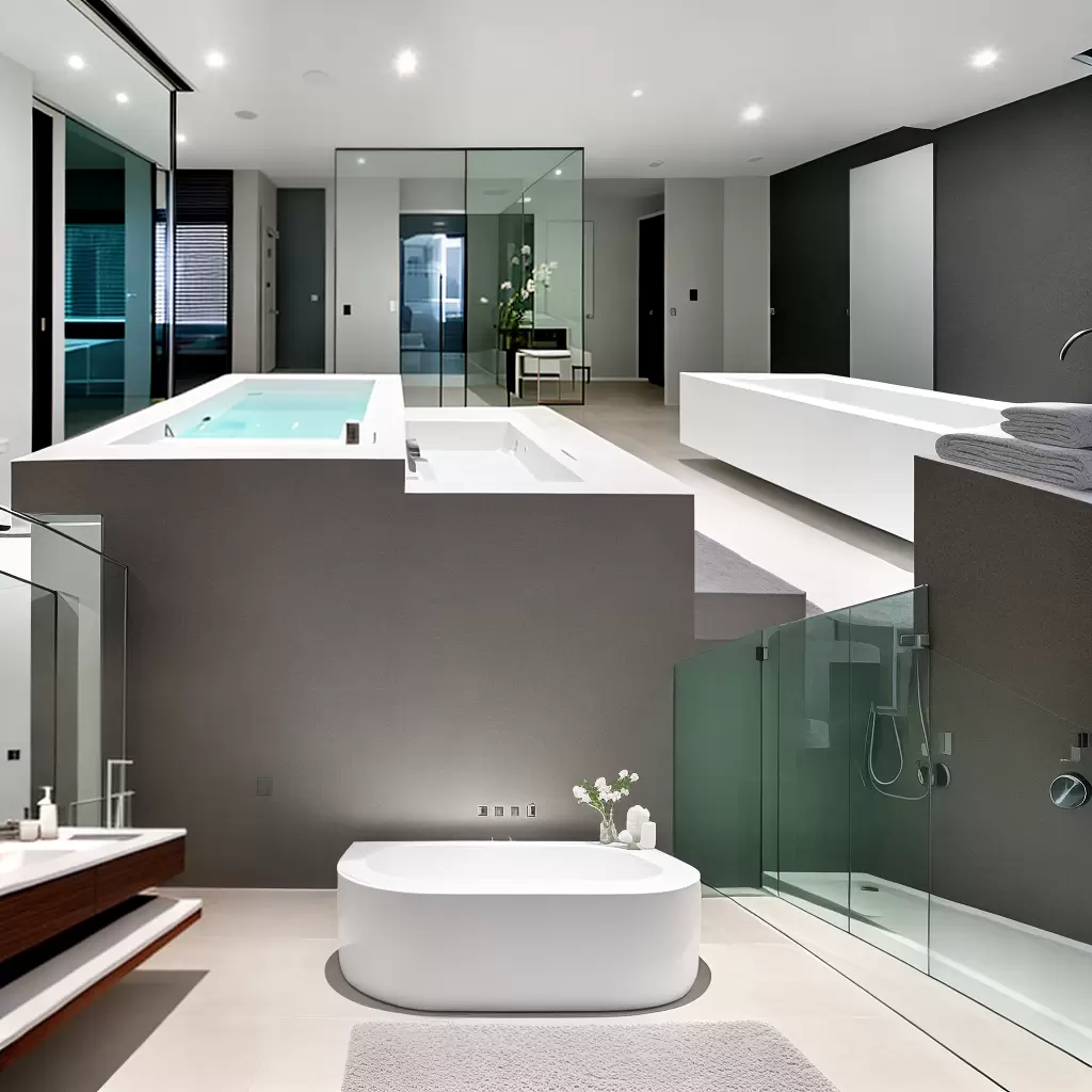 Fotos banheiro luxo jacuzzi moderno sereno