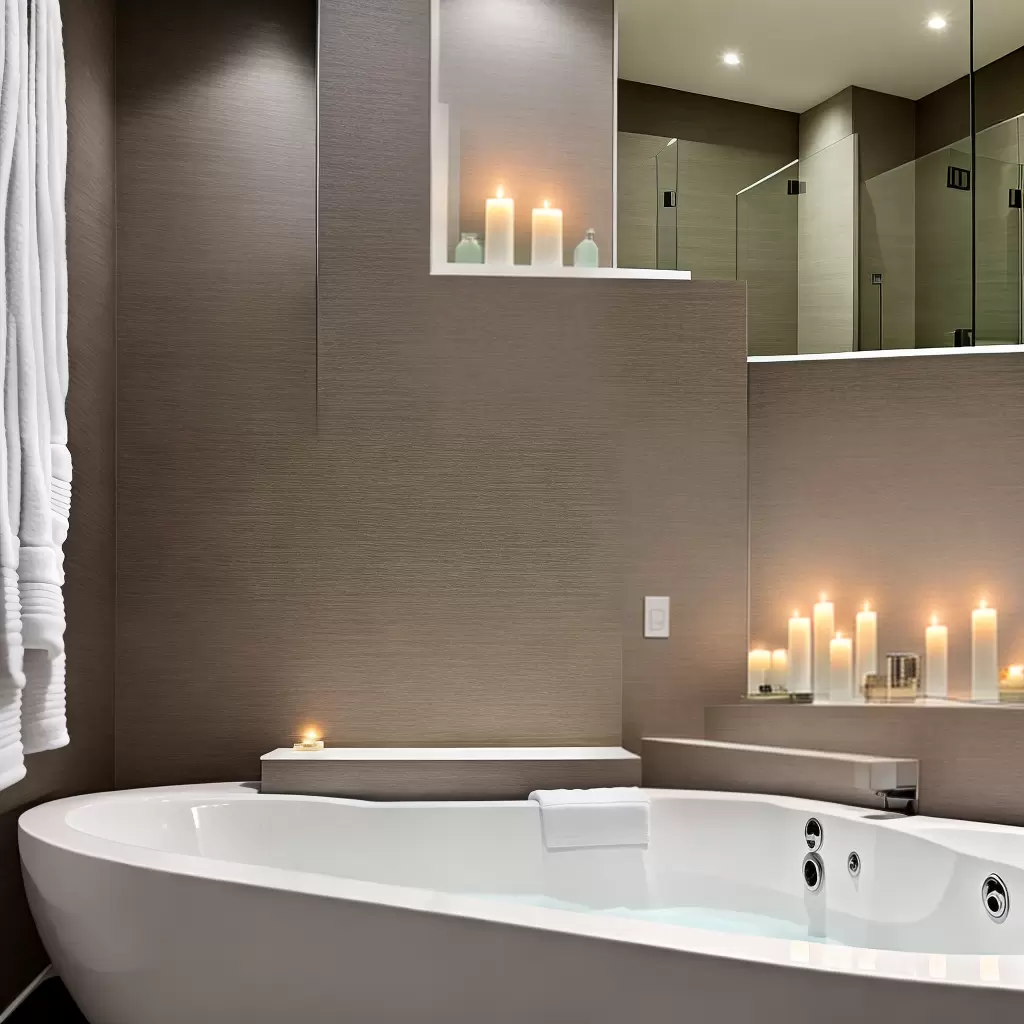 Fotos banheiro luxo banheira jacuzzi spa toalhas