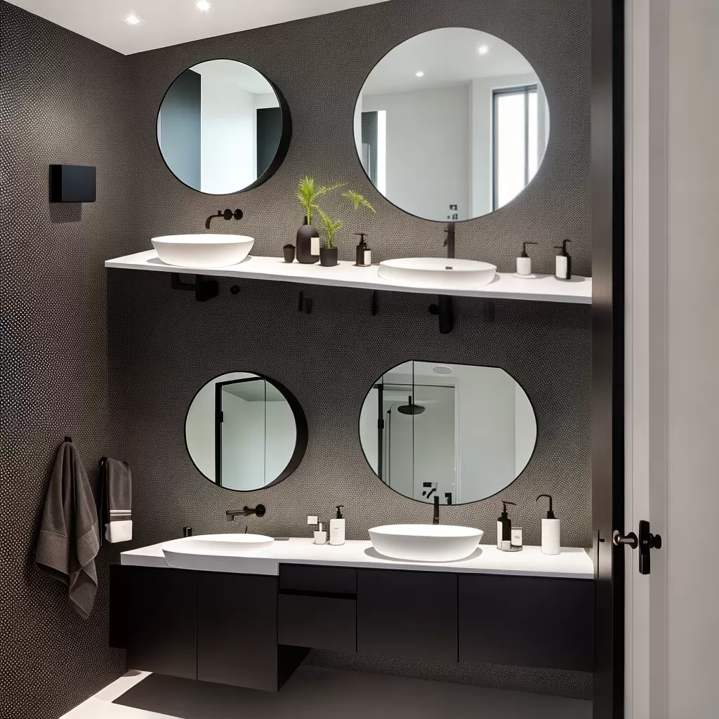 Fotos espelho redondo banheiro luxo tiles pendente