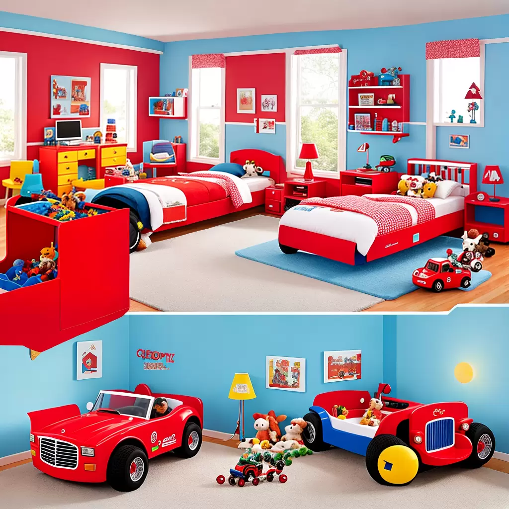 Fotos cama carro corrida brinquedos crianca