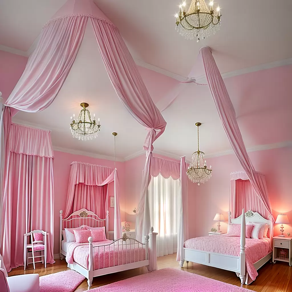 Fotos quarto princesa cama rosa lustre