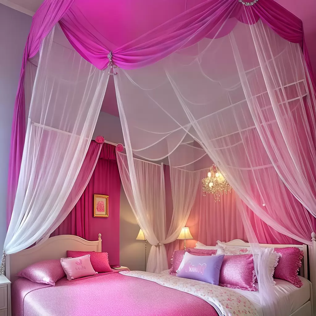 Fotos cama infantil princesa rosa joias