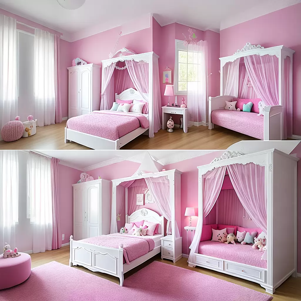 Fotos cama infantil princesa conto fadas