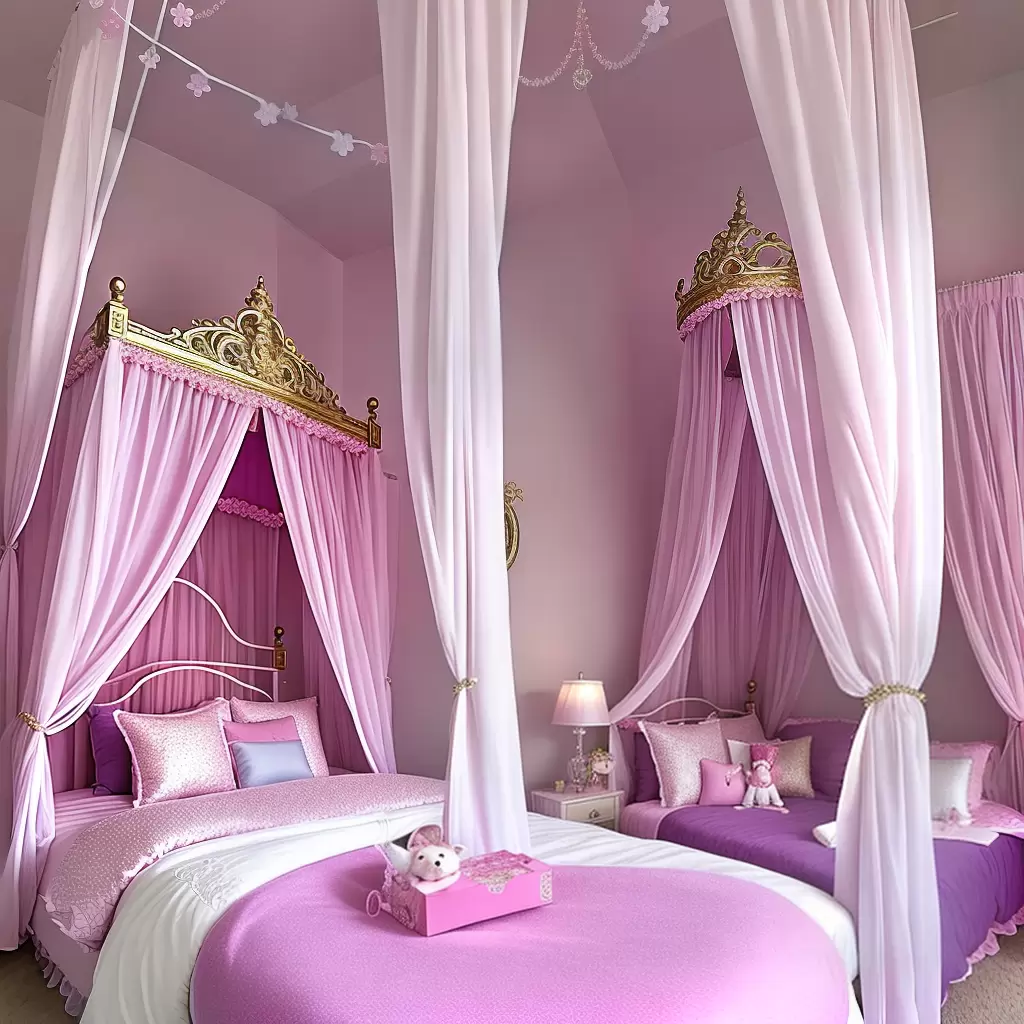Fotos cama princesa menina rosa dormindo