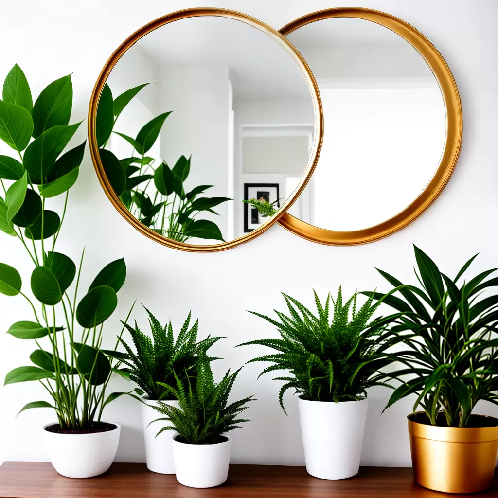 Fotos espelho ouro plantas decoracao
