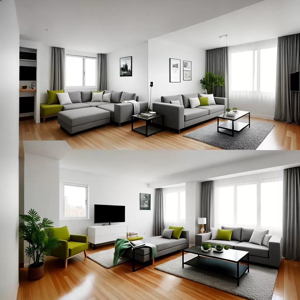 Fotos estudio minimalista sofa tv sustentavel