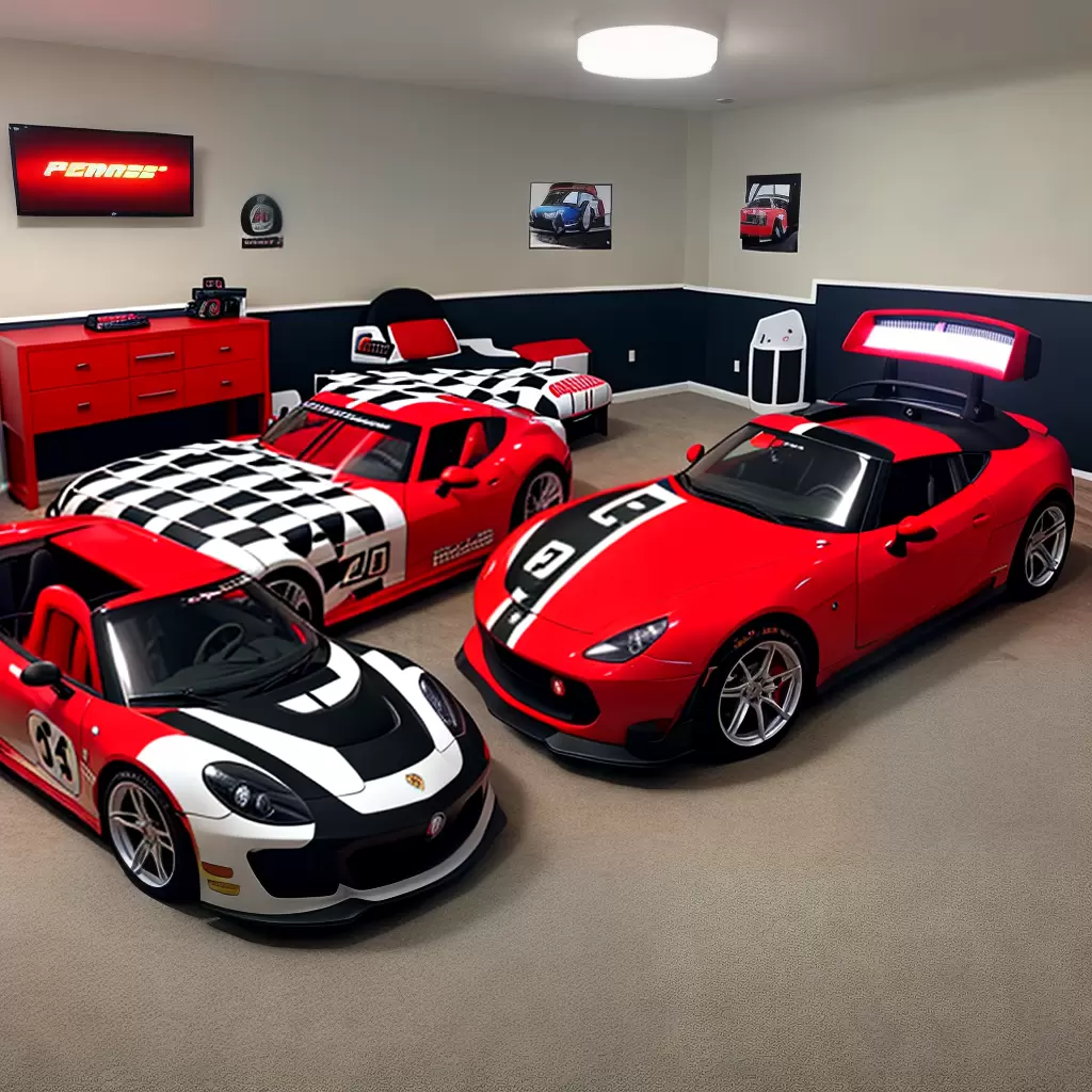 Fotos cama carro esporte vermelho