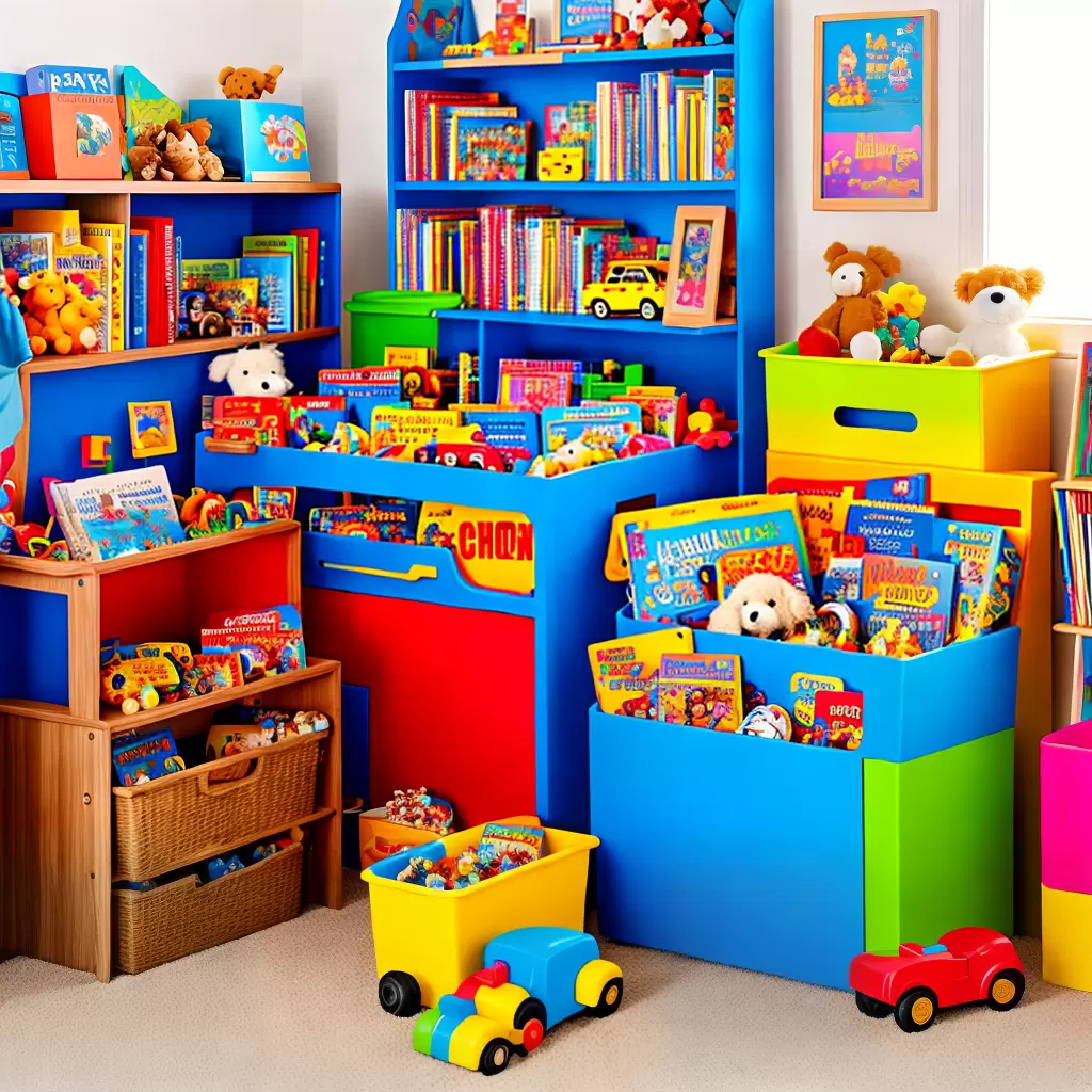 Fotos bau brinquedos livros menino sorriso organizado