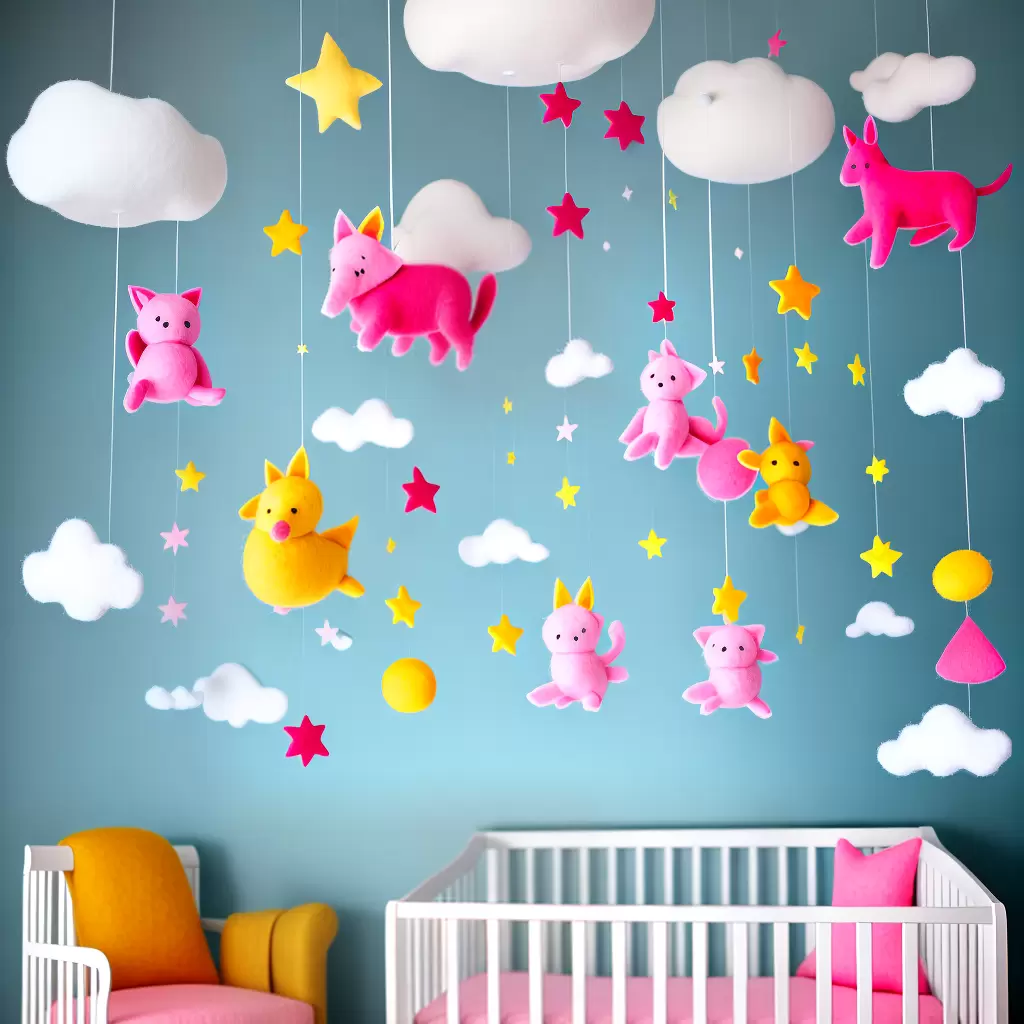 Fotos mobile feltro cozy animais cores