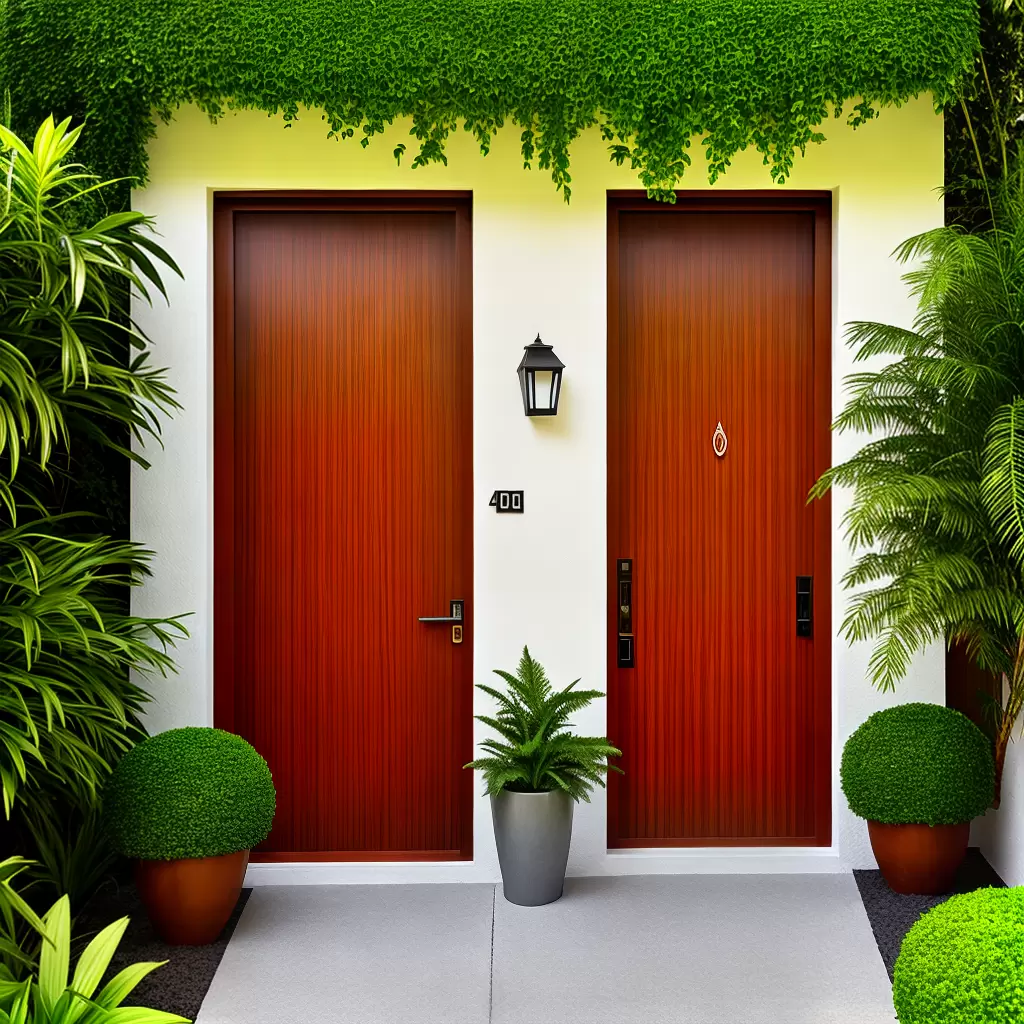 Fotos casa moderna porta madeira jardim