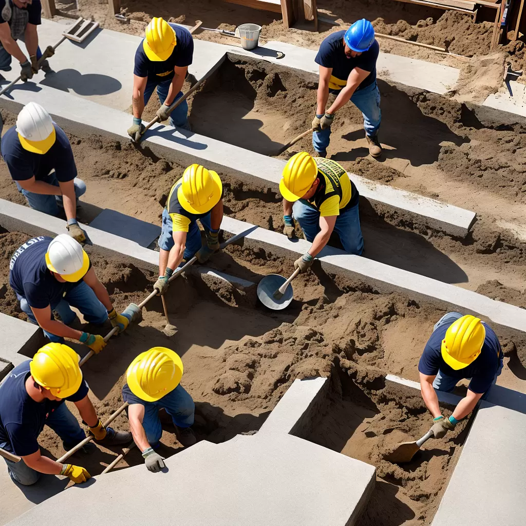 Fotos construcao trabalhadores concreto fundacao