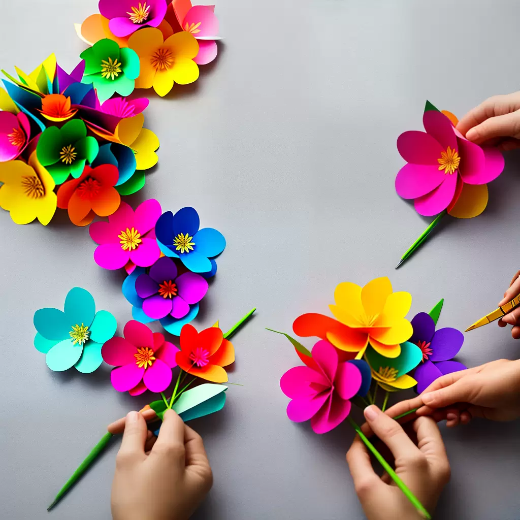 Fotos flores papel arte tesoura mao