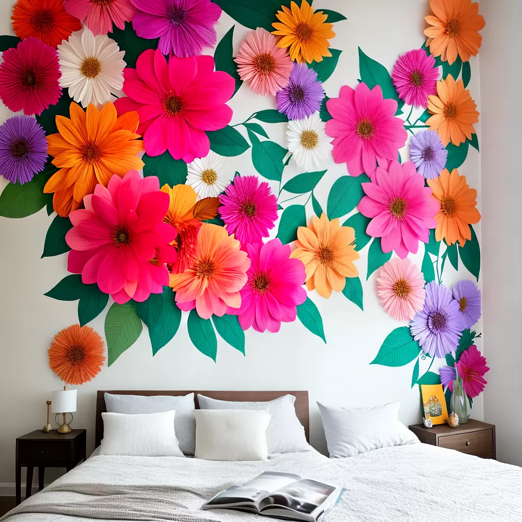 Fotos mural flores artesanais quarto decoracao