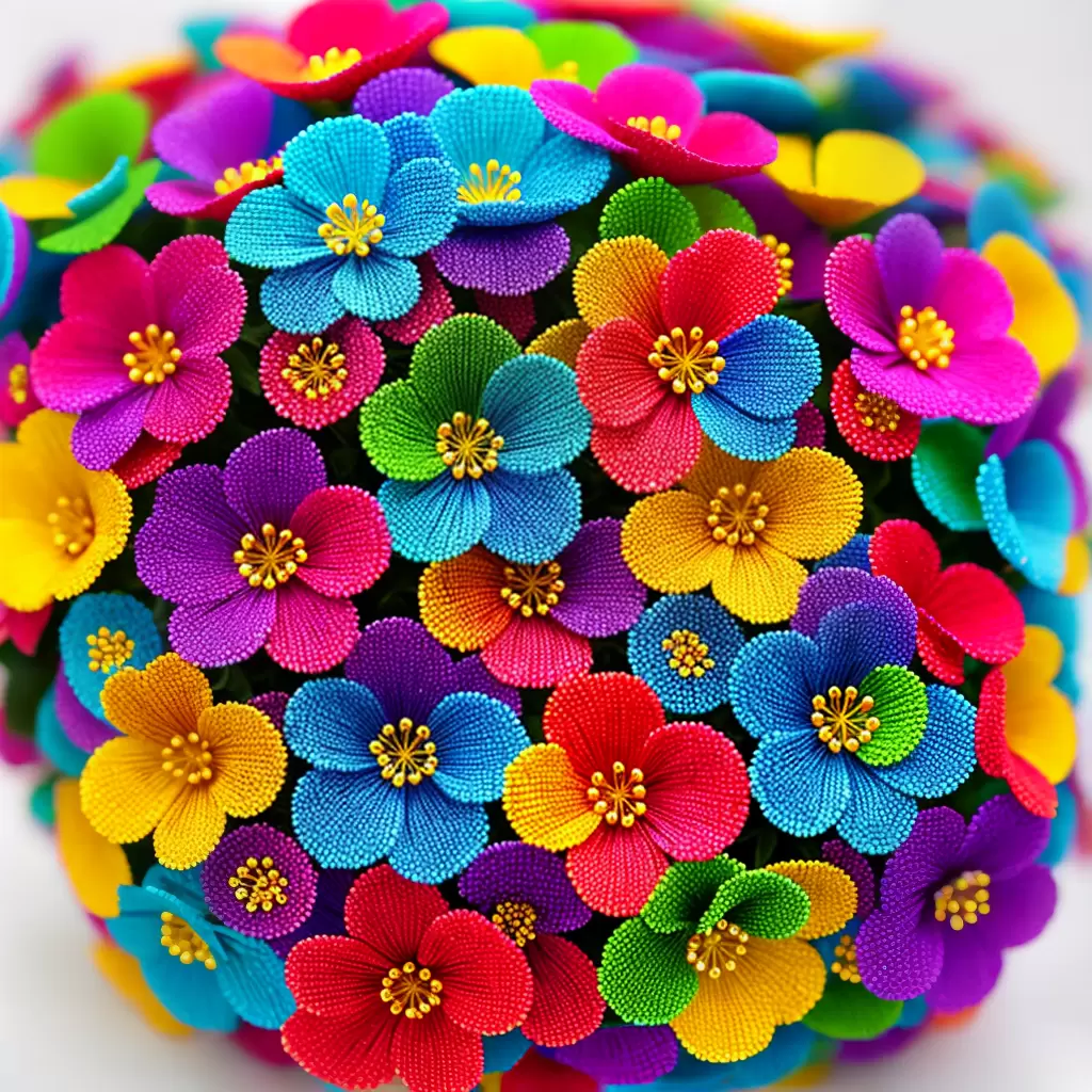 Fotos buque flores contas coloridas artesanato