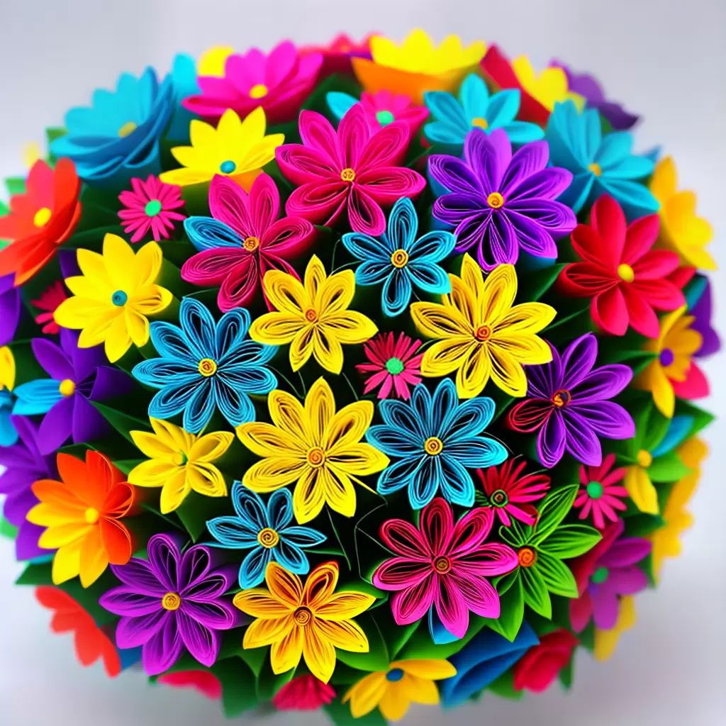 Fotos flores papel quilling colorido