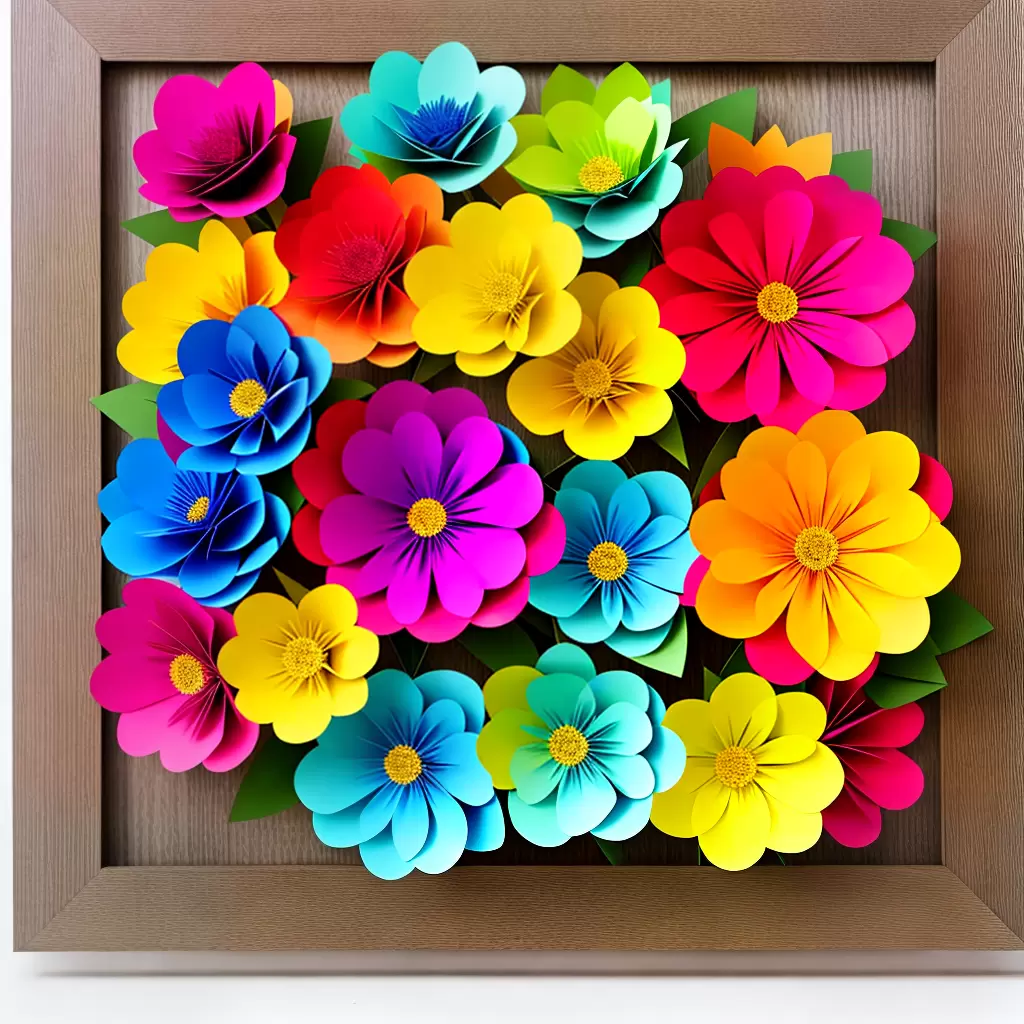 Fotos quadro flores papel artesanal colorido