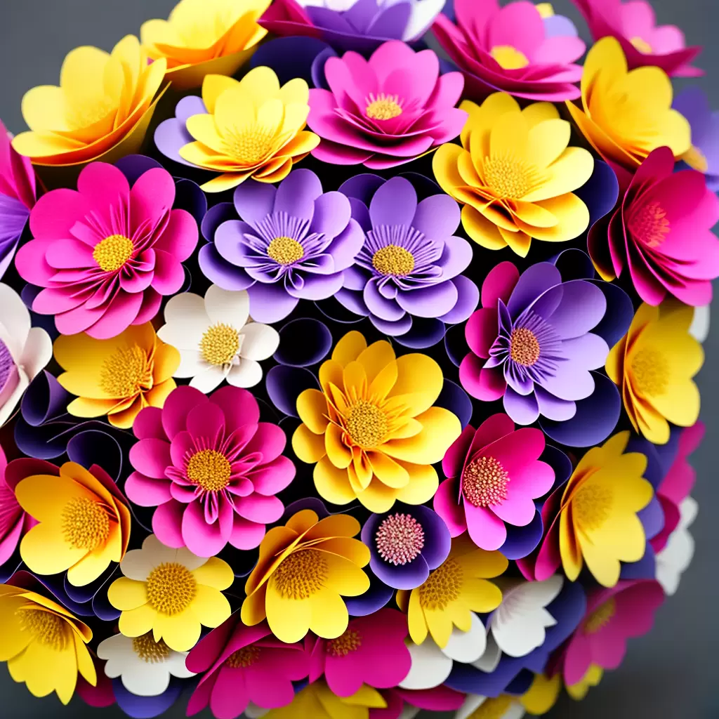Fotos flores papel artesanal rosa roxo amarelo