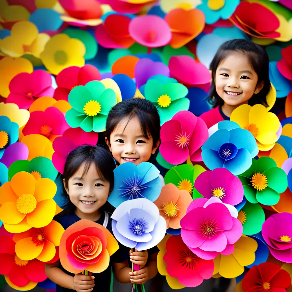 Fotos crianca sorriso flores papel artesanal