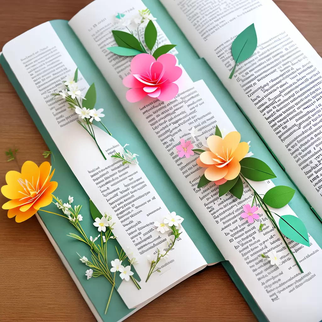 Fotos marcador livro flores papel diy 1