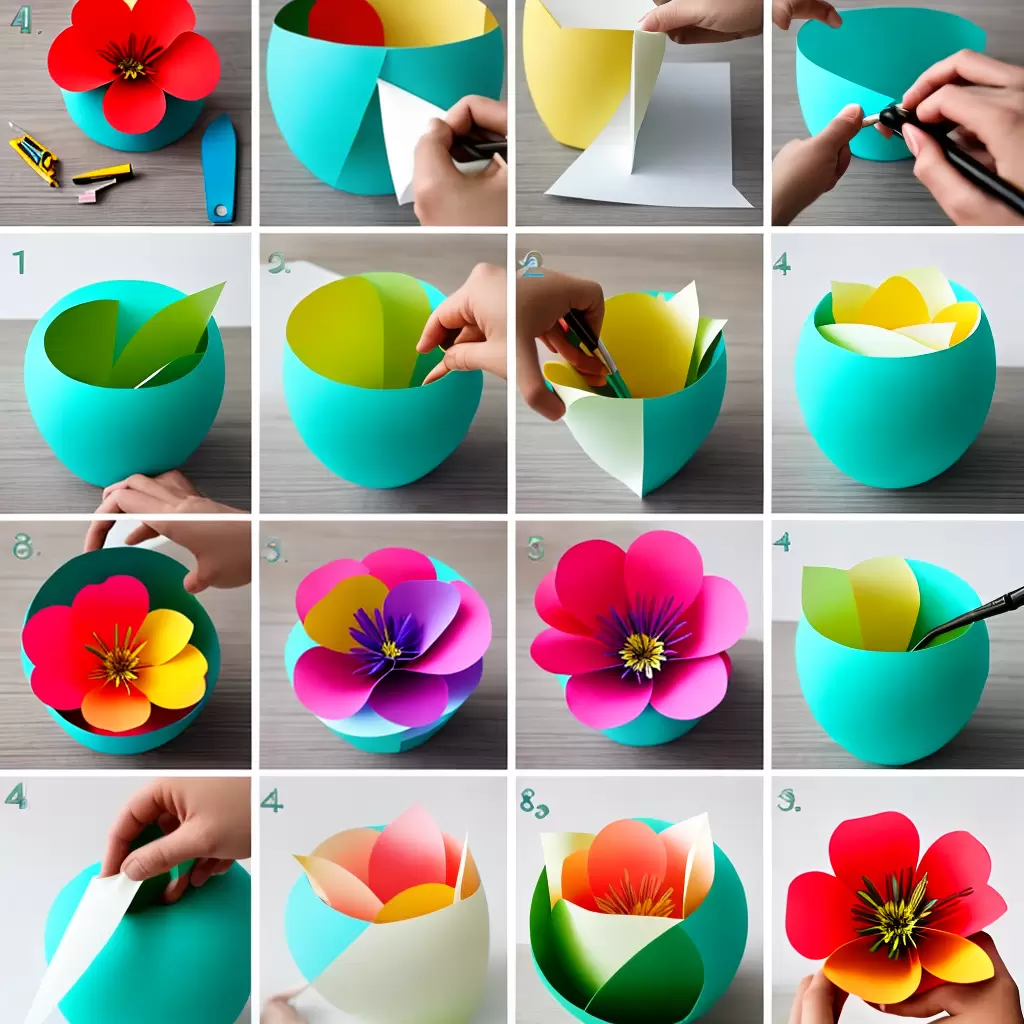 Fotos vaso papel flores diy 1
