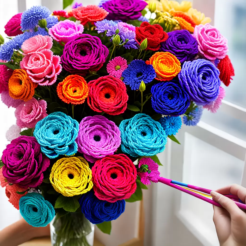 Fotos croche flores maos colorido