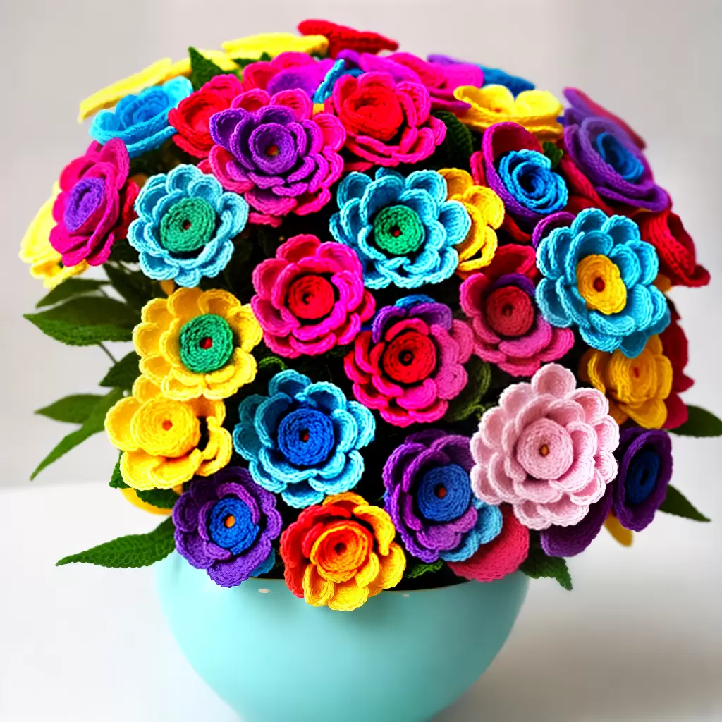 Fotos vaso croche flores coloridas