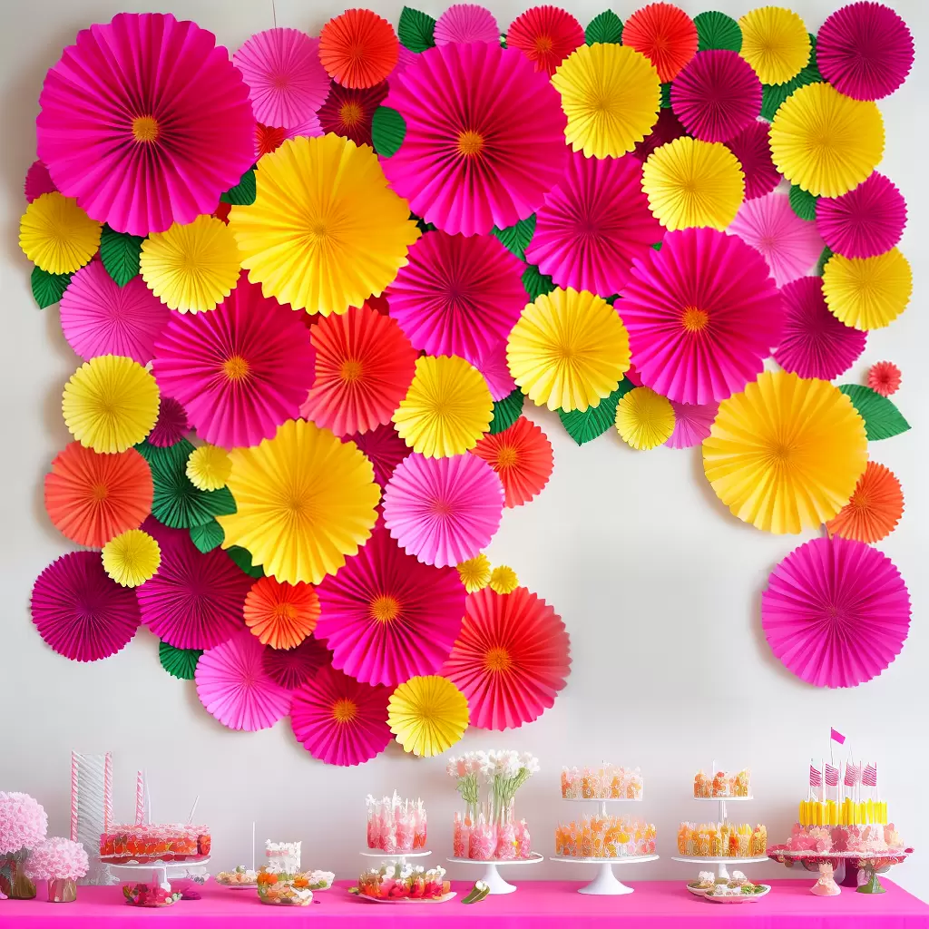 Fotos painel flores papel cascata colorido