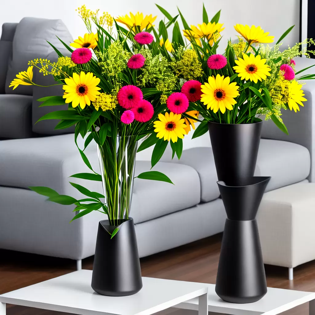 Fotos flores artificiais coloridas vazo sala