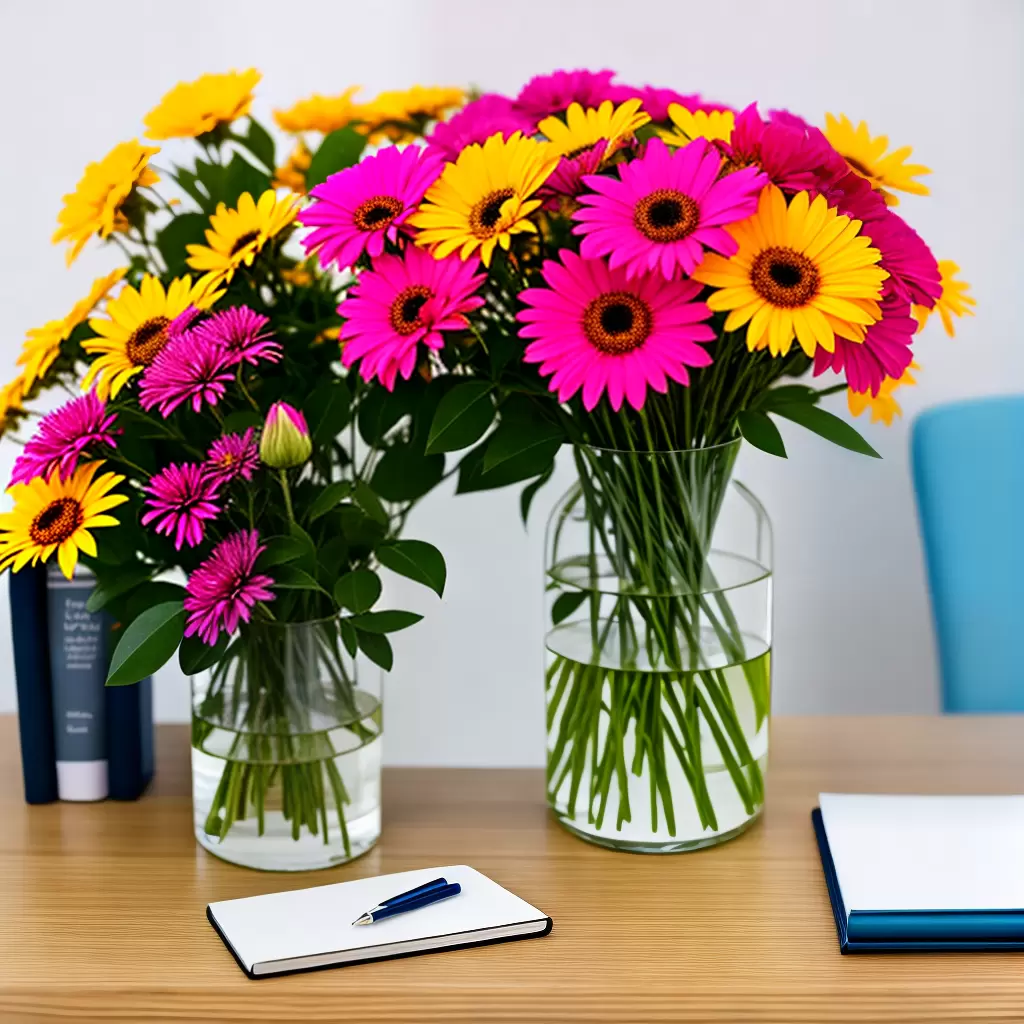 Fotos flores vibrantes escritorio vase
