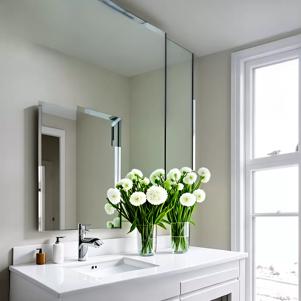 Fotos banheiro branco flores countertop