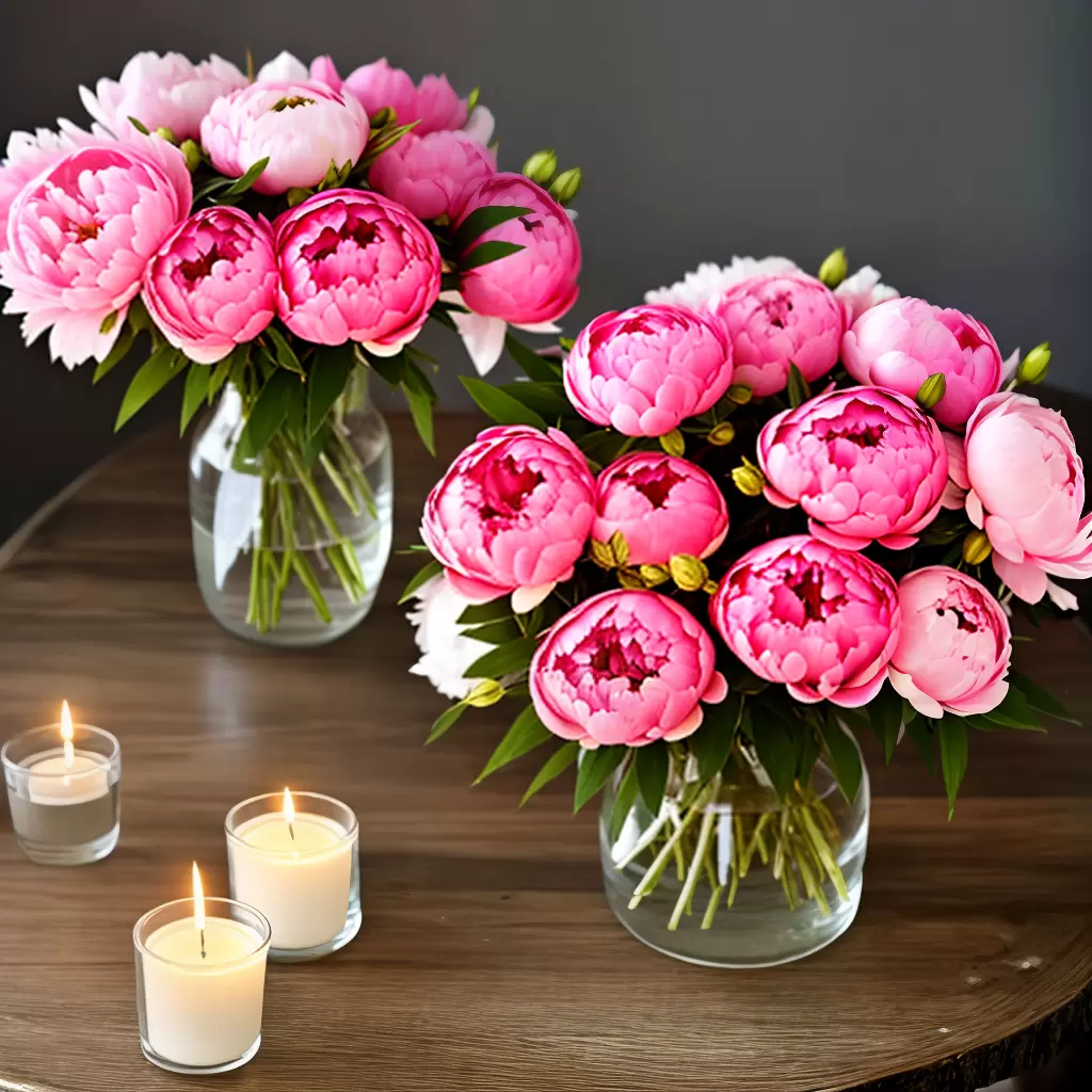 Fotos buque peonias rosa mae familia