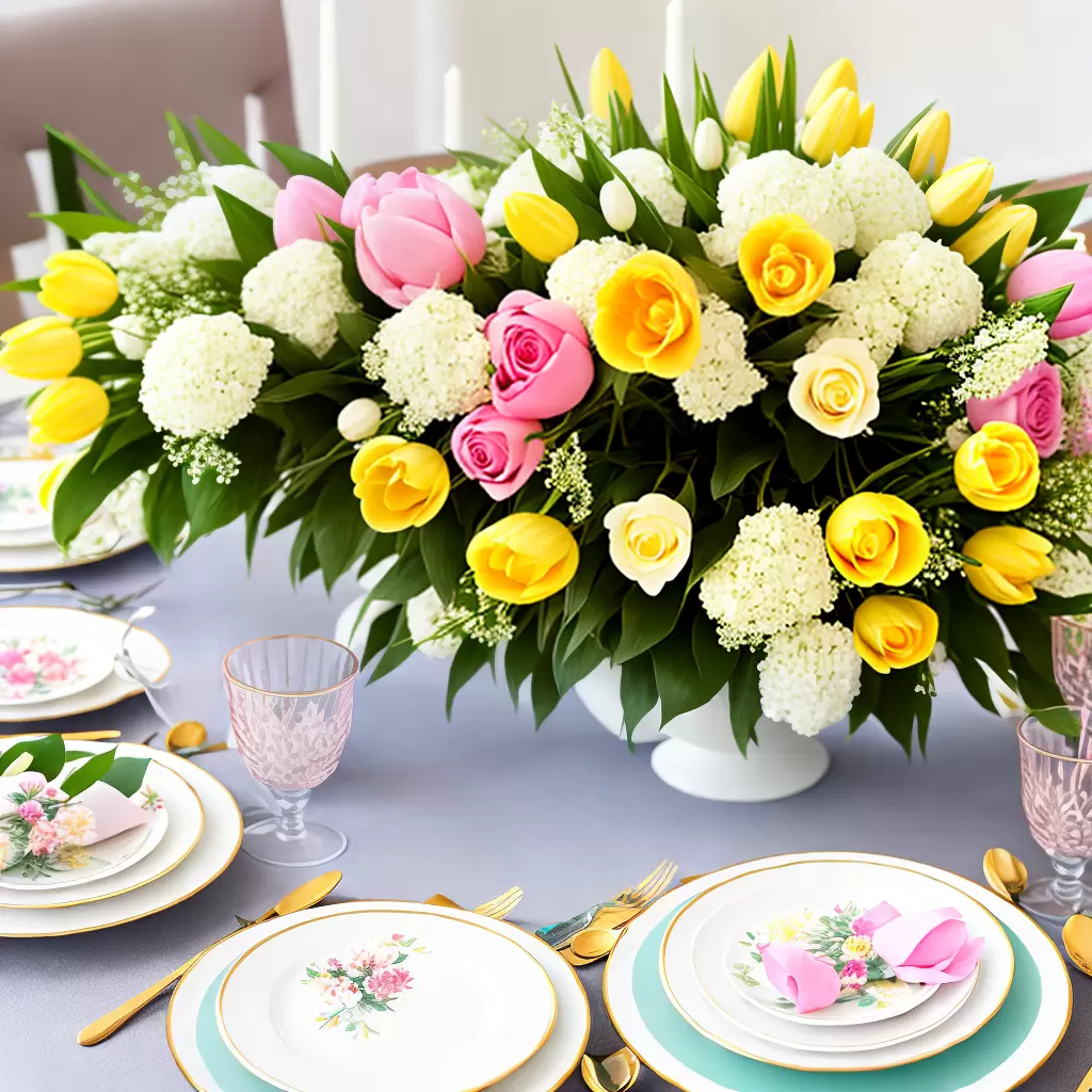 Fotos mesa pascoa flores cores ovos coelho