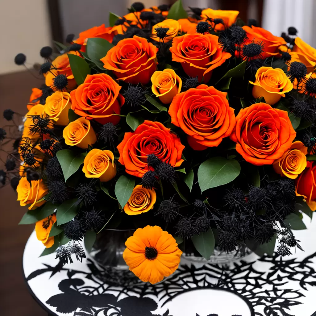 Fotos decoracao halloween rosas aboboras