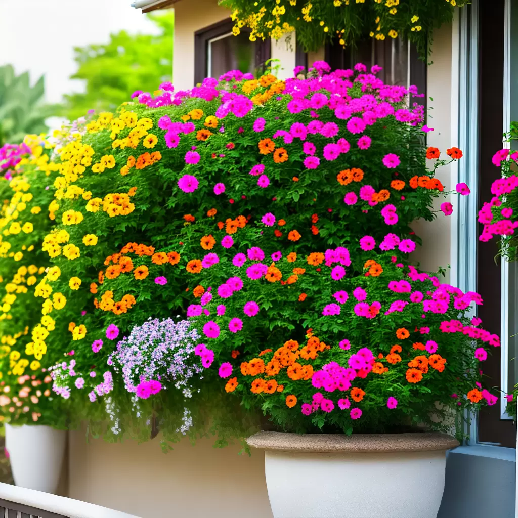 Fotos flores coloridas balcone rustico