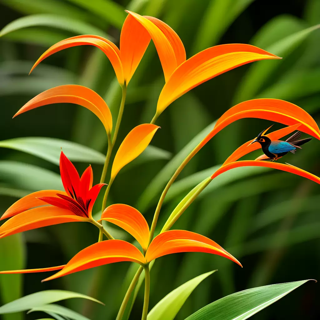 Fotos flor paraiso laranja jardim tropical