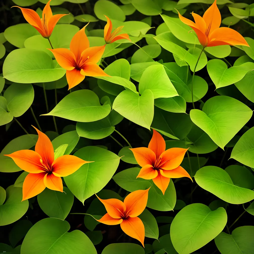 Fotos flor trombeta laranja folhas verdes